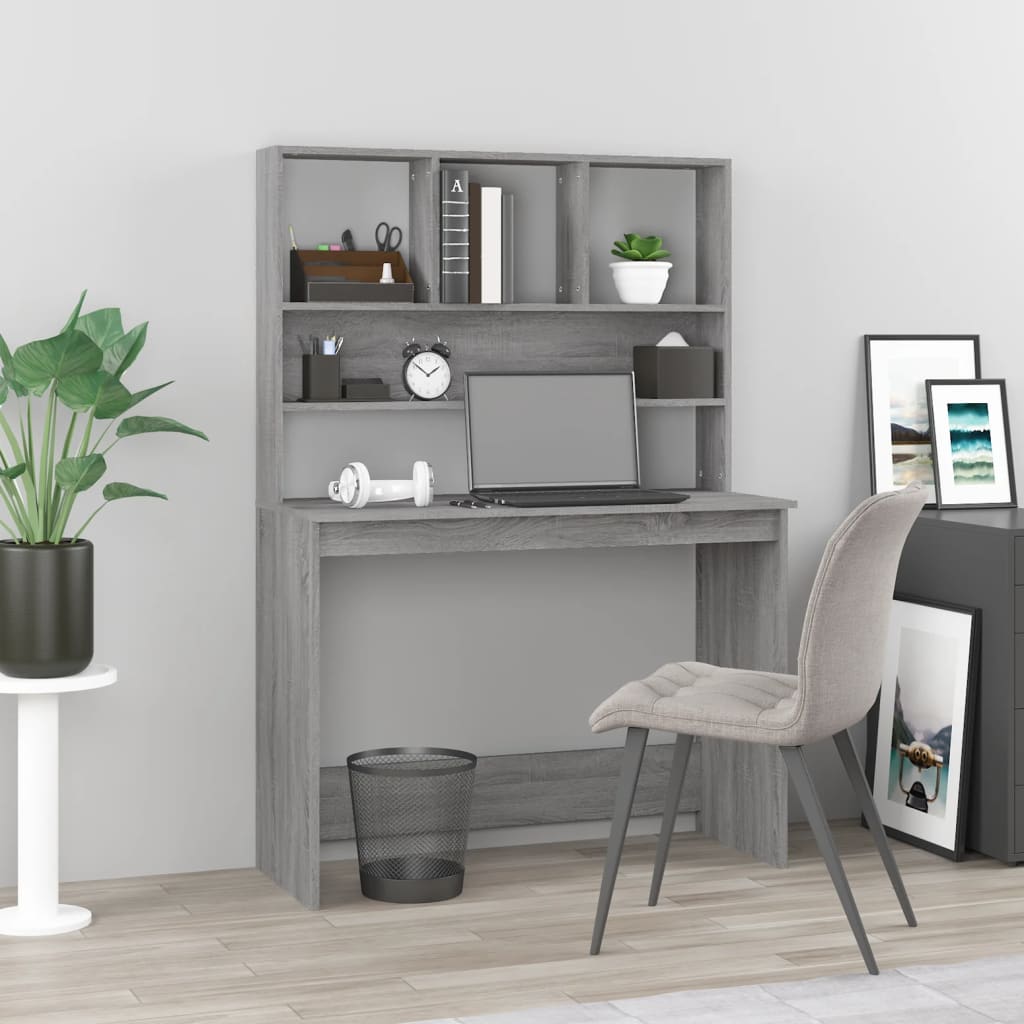 Γραφείο με Ράφια Γκρι Sonoma 102x45x148 εκ. Επεξεργασμένο Ξύλο 1