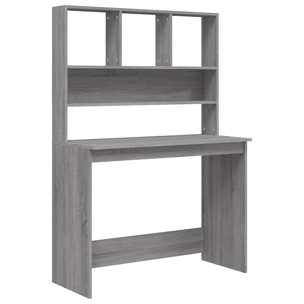 Γραφείο με Ράφια Γκρι Sonoma 102x45x148 εκ. Επεξεργασμένο Ξύλο 2
