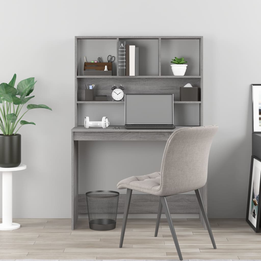 Γραφείο με Ράφια Γκρι Sonoma 102x45x148 εκ. Επεξεργασμένο Ξύλο 3