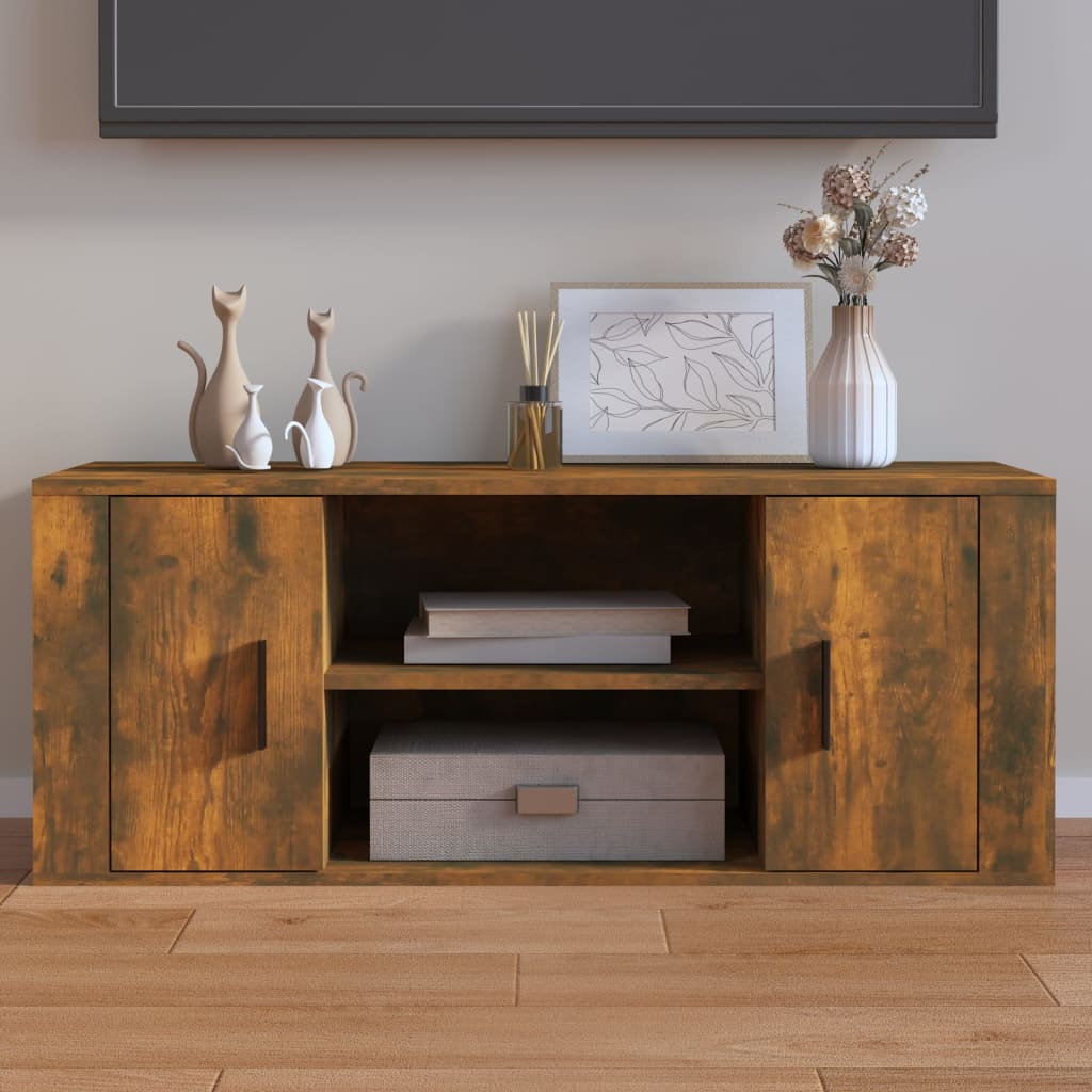 Έπιπλο Τηλεόρασης Καπνιστή Δρυς 100x35x40 εκ. Επεξ. Ξύλο 1