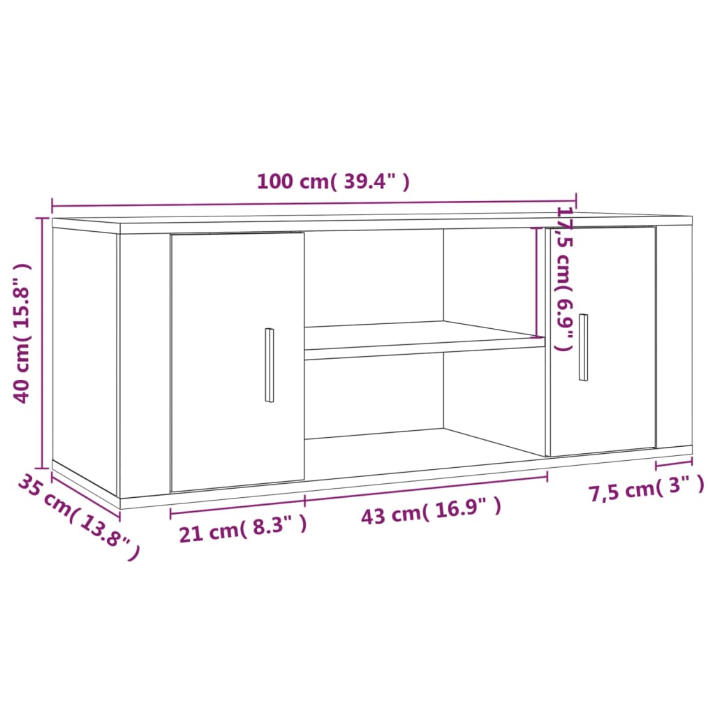 Έπιπλο Τηλεόρασης Καπνιστή Δρυς 100x35x40 εκ. Επεξ. Ξύλο 9