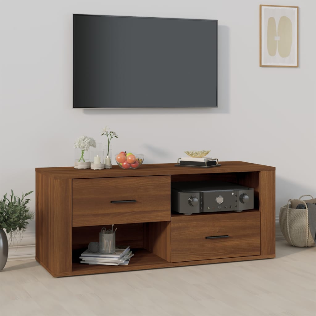 Έπιπλο Τηλεόρασης Καφέ Δρυς 100x35x40 εκ. Επεξεργασμένο Ξύλο 1