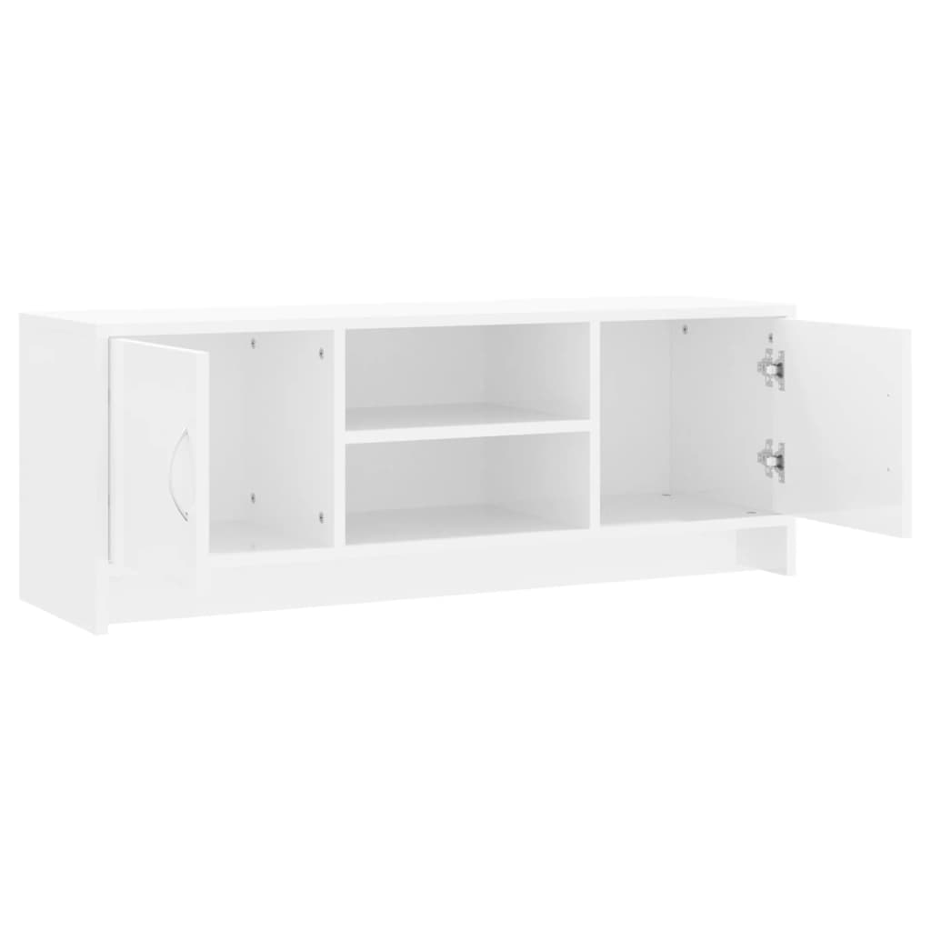 Έπιπλο Τηλεόρασης Γυαλ. Λευκό 102x30x37,5 εκ Επεξεργασμένο Ξύλο 6