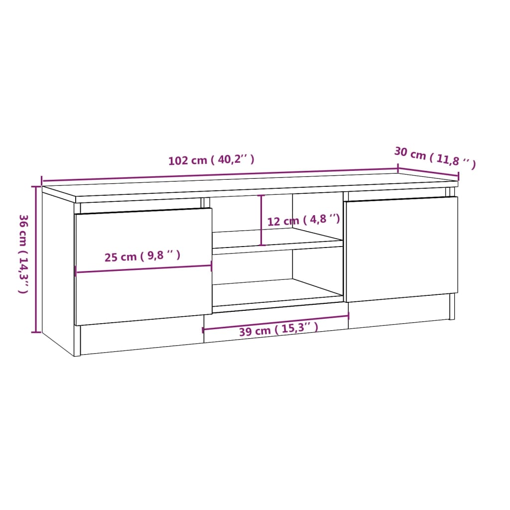 Έπιπλο Τηλεόρασης με Πόρτα Λευκό 102 x 30 x 36 εκ. 9