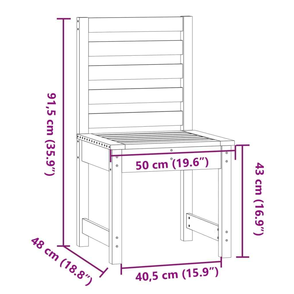 Καρέκλες Κήπου 2 τεμ. Λευκές 50x48x91,5 εκ. Μασίφ Ξύλο Πεύκου 8