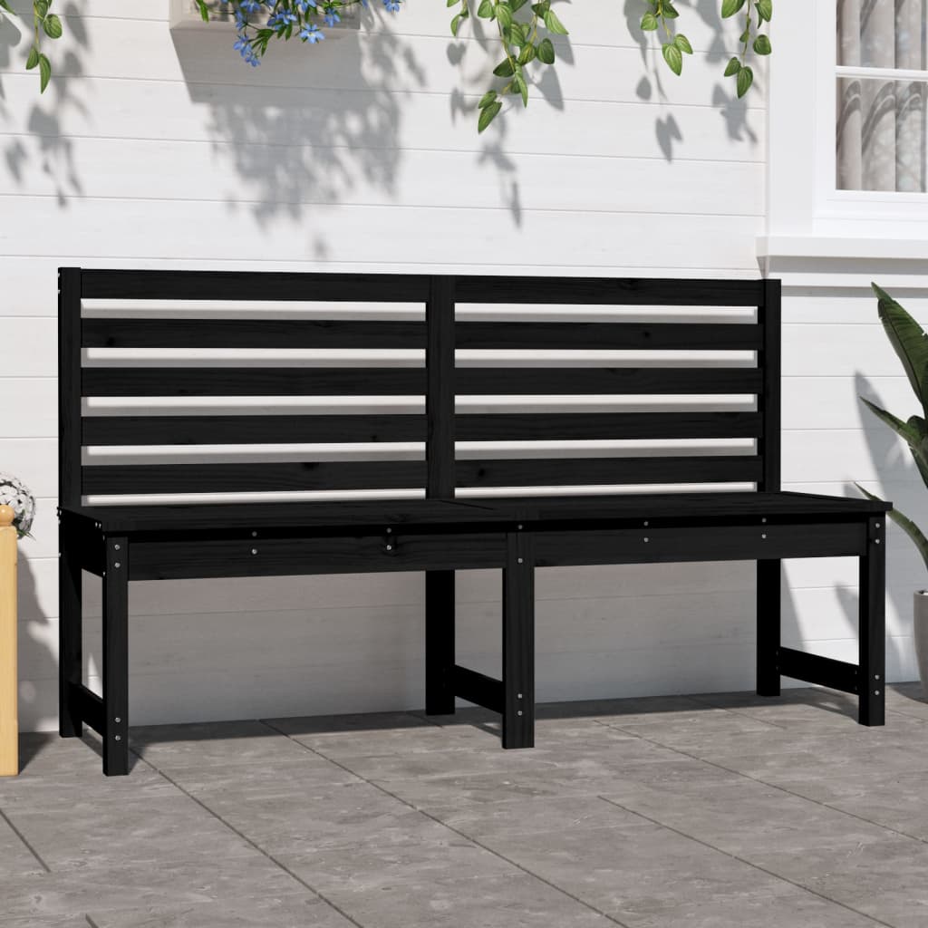 Παγκάκι Κήπου Μαύρο 157,5 εκ. από Μασίφ Ξύλο Πεύκου 3