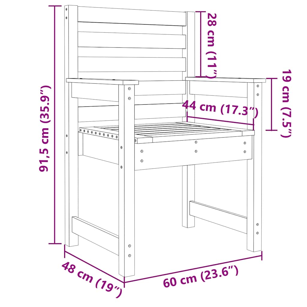 Καρέκλες Κήπου 2 τεμ. Λευκές 60x48x91 εκ. Μασίφ Ξύλο Πεύκου 8