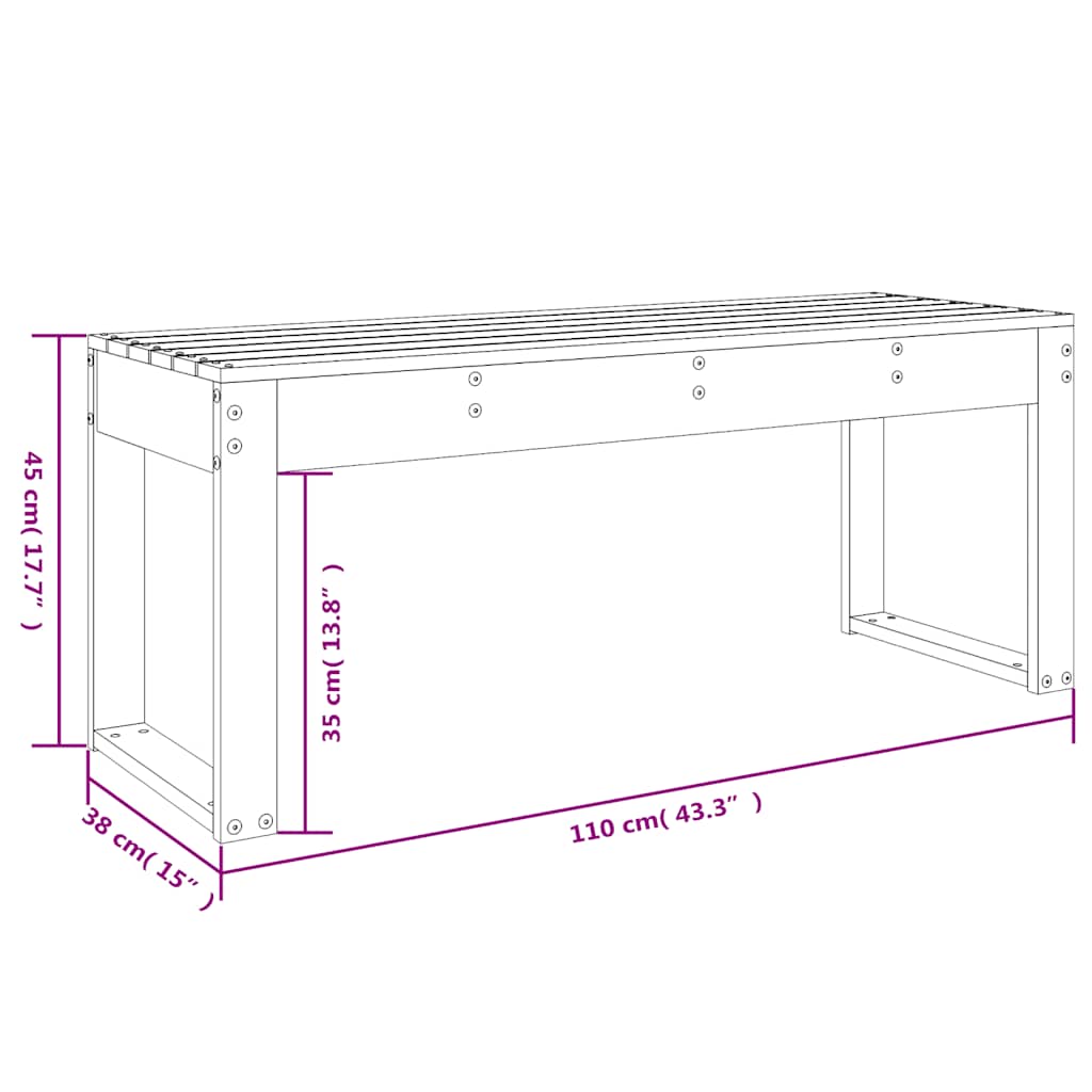 Παγκάκι Κήπου 110 x 38 x 45 εκ. από Μασίφ Ξύλο Πεύκου 8
