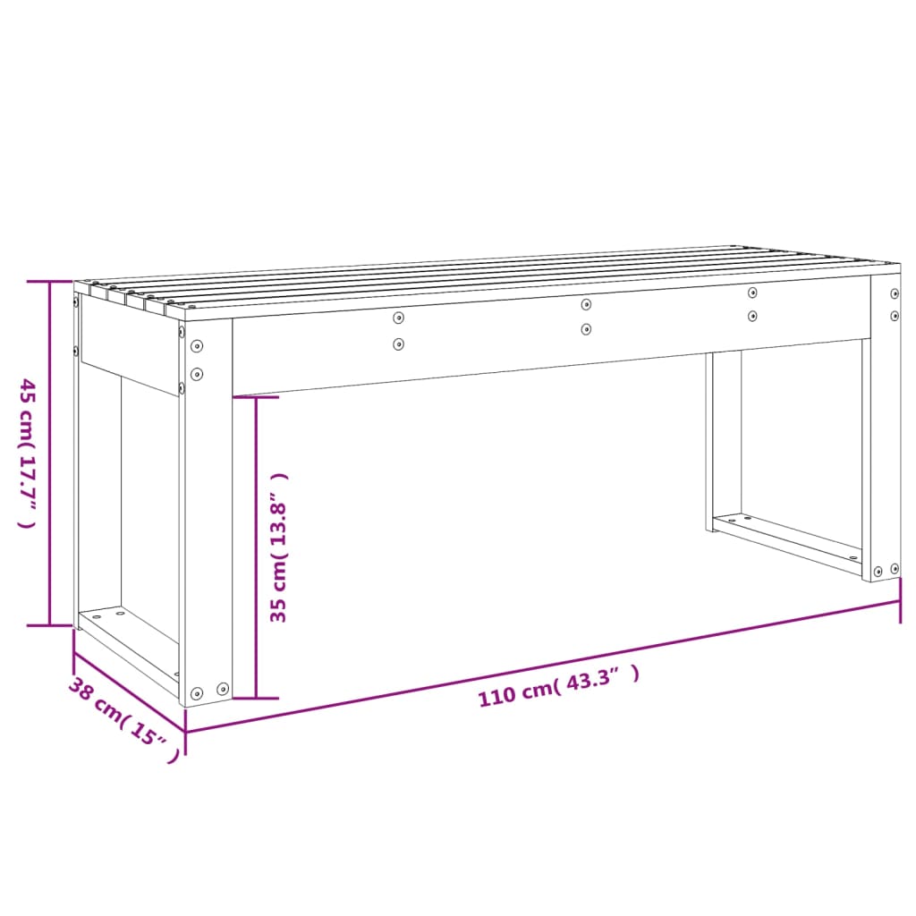 Παγκάκι Κήπου Γκρι 110 x 38 x 45 εκ. από Μασίφ Ξύλο Πεύκου 8