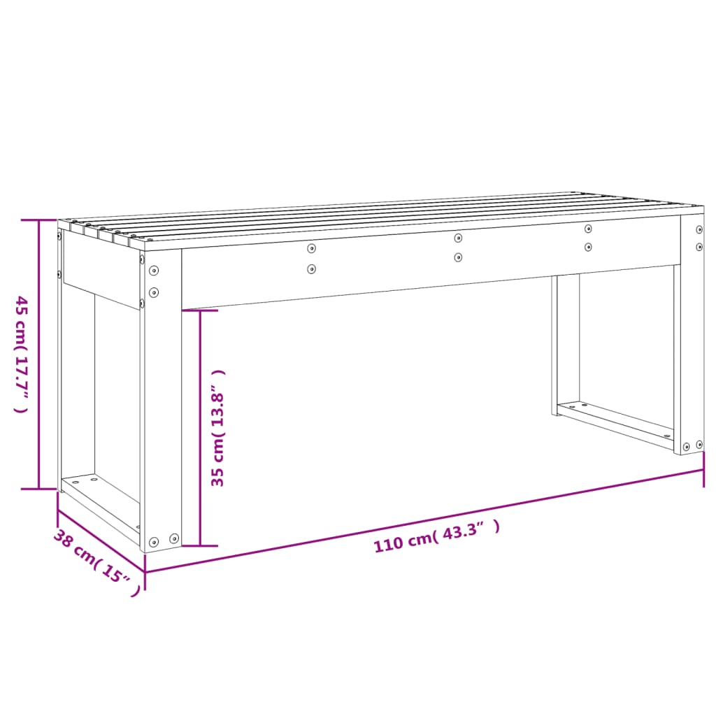 Παγκάκι Κήπου 110x38x45 εκ. από Μασίφ Ξύλο Ψευδοτσούγκας 8
