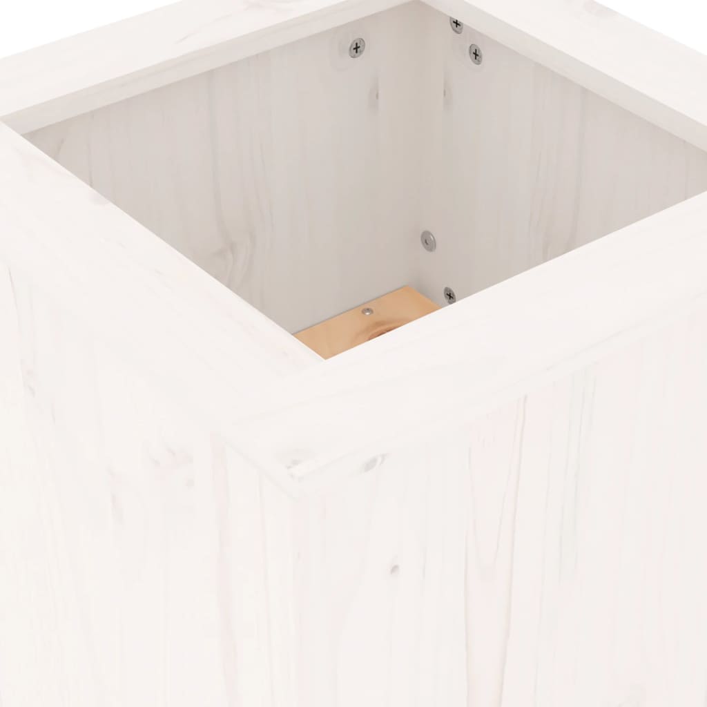 Ζαρντινιέρα Παγκάκι Λευκό 184,5x39,5x56,5 εκ. Μασίφ Ξύλο Πεύκου 7