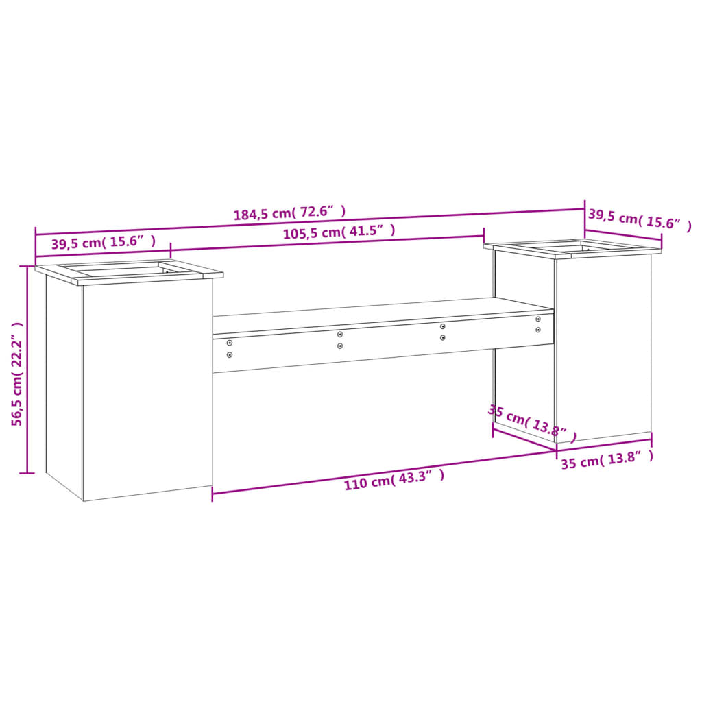 Ζαρντινιέρα Παγκάκι 184,5x39,5x56,5 εκ. από Μασίφ Ξύλο Douglas 9