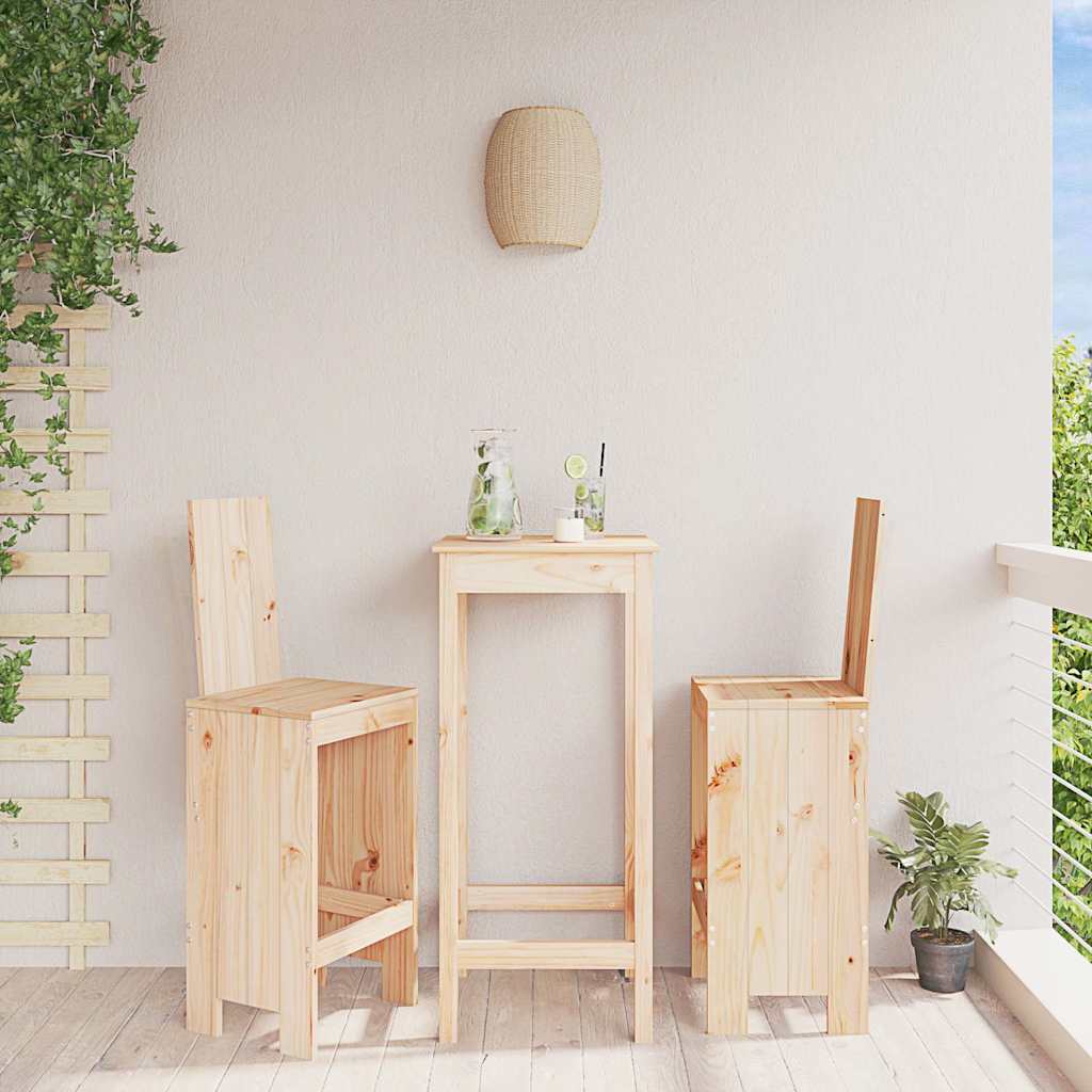 Σκαμπό Μπαρ 2 Τεμ. 40 x 42 x 120 εκ. από Μασίφ Ξύλο Πεύκου 1