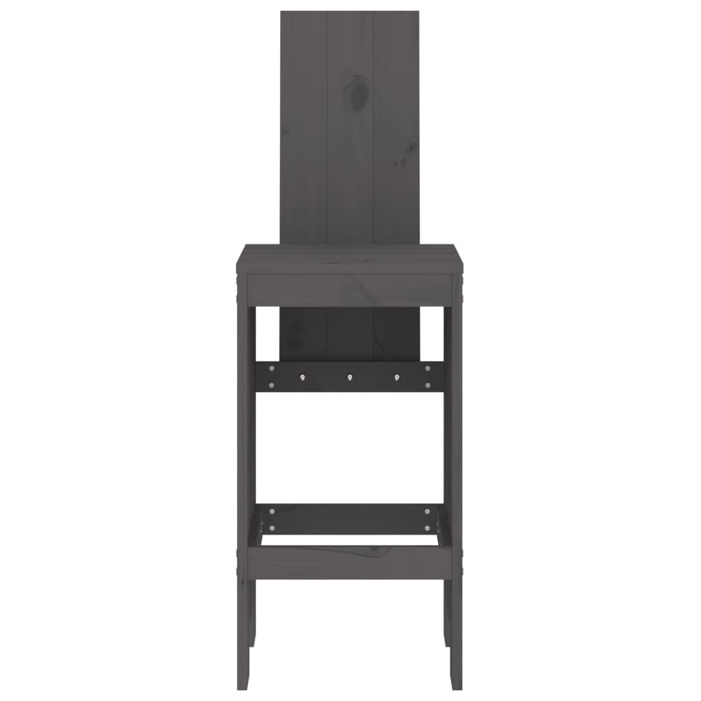 Σκαμπό Μπαρ 2 Τεμ. Γκρι 40 x 42 x 120 εκ. από Μασίφ Ξύλο Πεύκου 4
