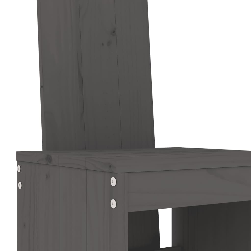 Σκαμπό Μπαρ 2 Τεμ. Γκρι 40 x 42 x 120 εκ. από Μασίφ Ξύλο Πεύκου 7