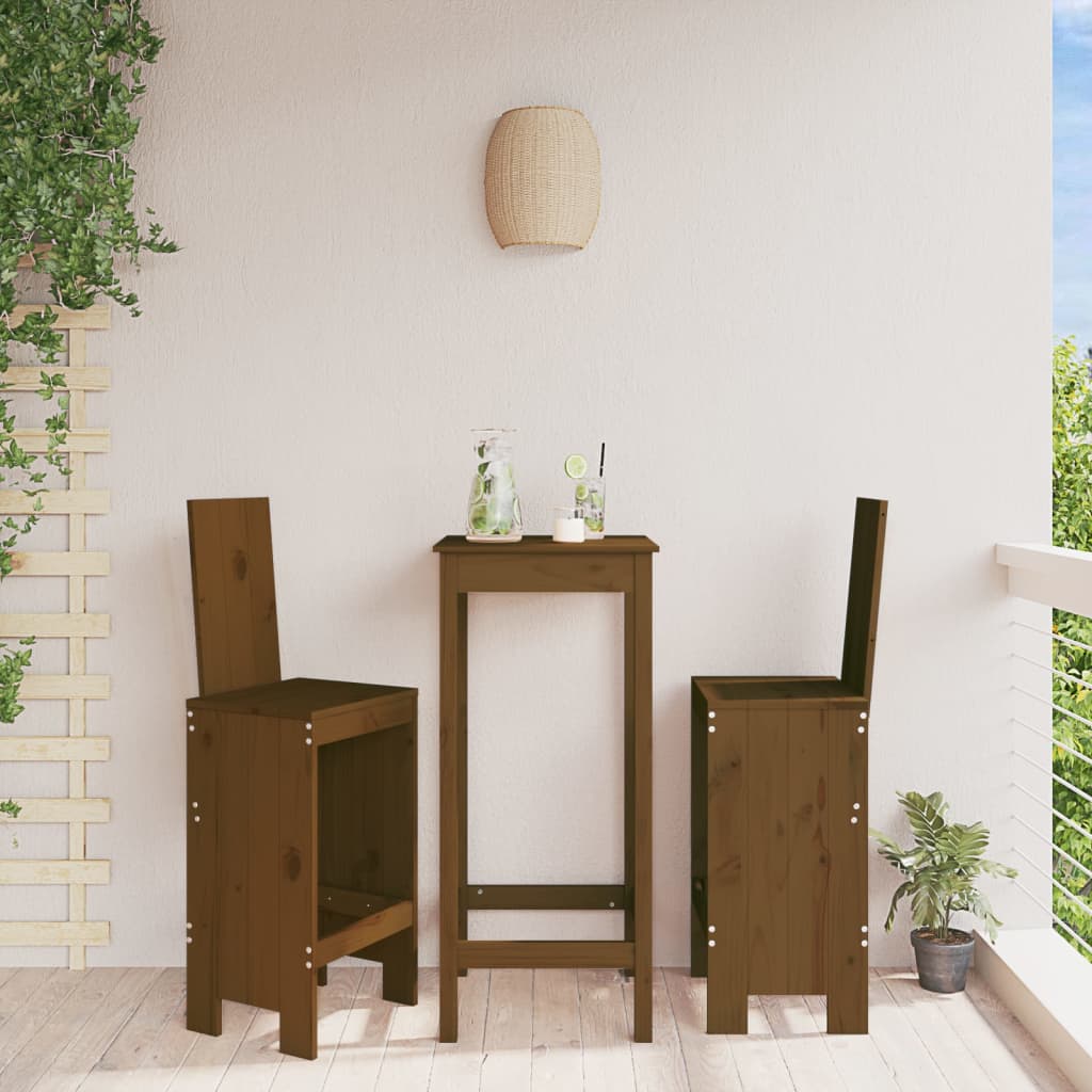 Σκαμπό Μπαρ 2 τεμ. Μελί 40x42x120 εκ. από Μασίφ Ξύλο Πεύκου 1