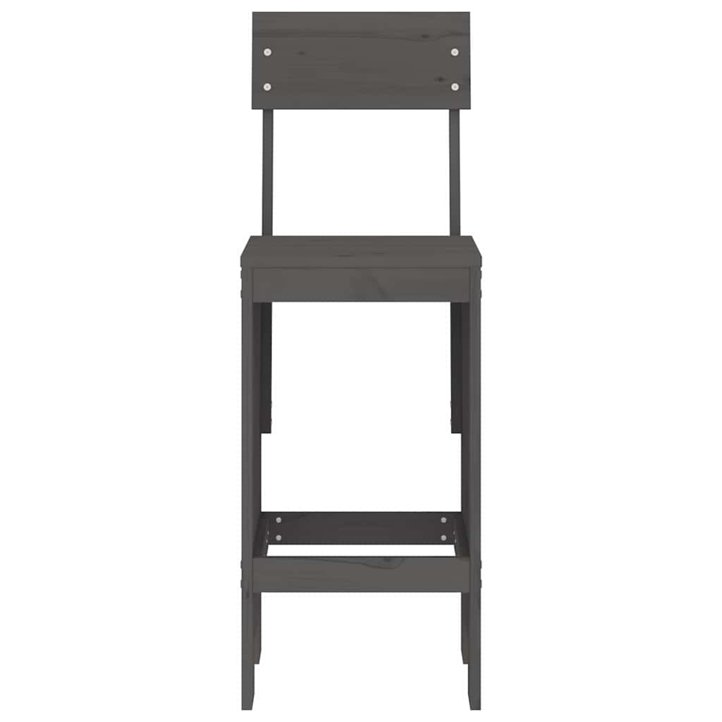 Σκαμπό Μπαρ 2 τεμ. Γκρι 40 x 48,5 x 115,5εκ. Μασίφ Ξύλο Πεύκου 4