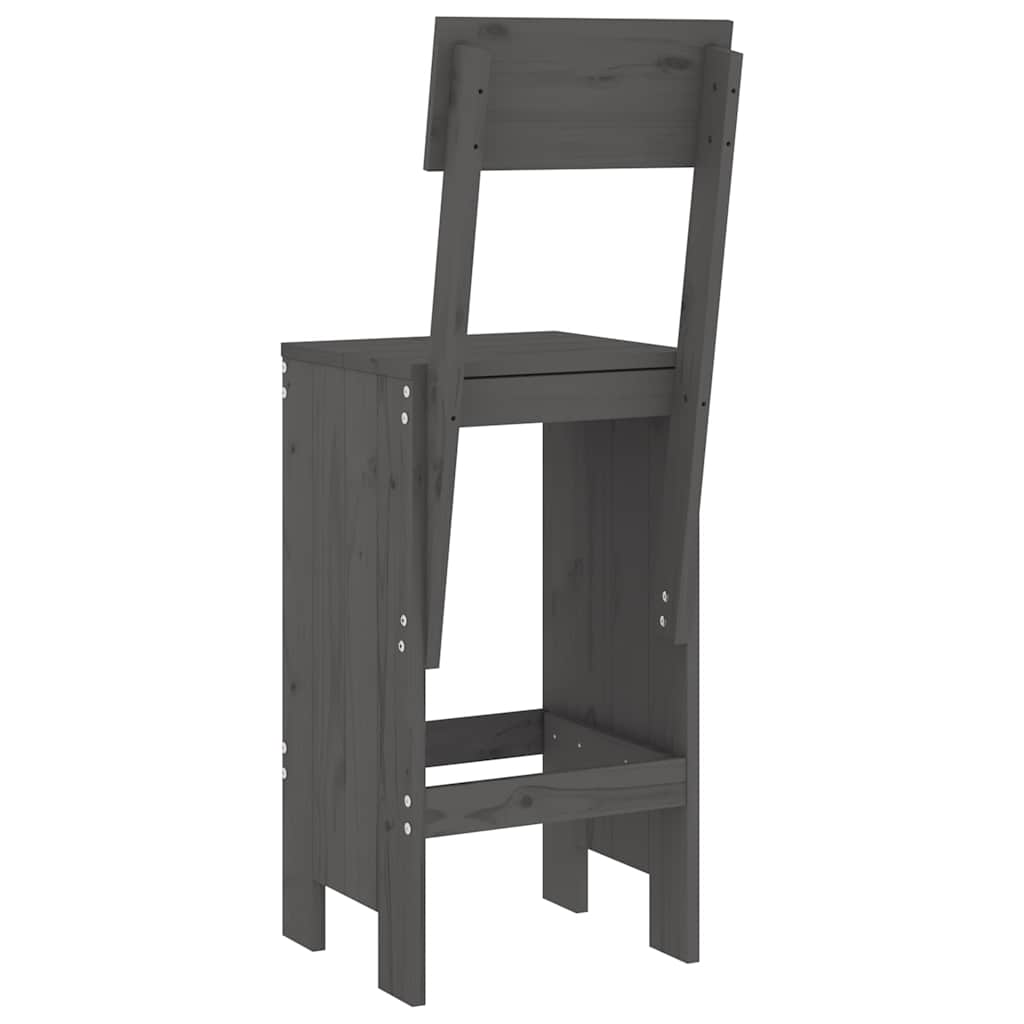 Σκαμπό Μπαρ 2 τεμ. Γκρι 40 x 48,5 x 115,5εκ. Μασίφ Ξύλο Πεύκου 6