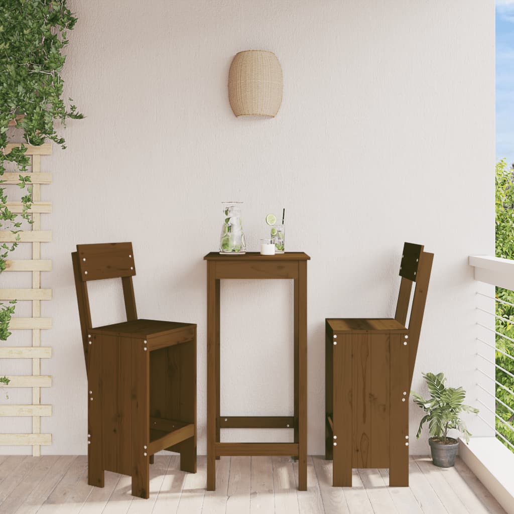 Σκαμπό Μπαρ 2 τεμ. Μελί 40x48,5x115,5 εκ. από Μασίφ Ξύλο Πεύκου 1