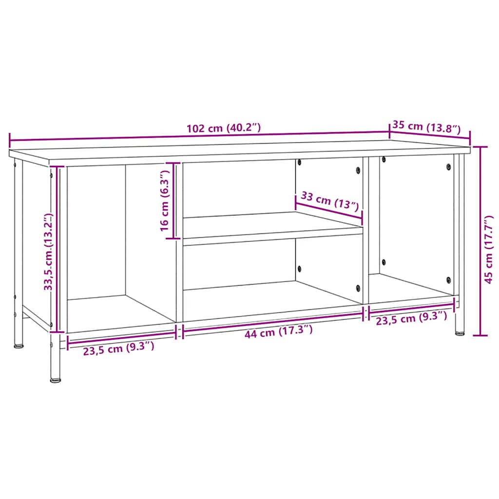 Έπιπλο Τηλεόρασης Γκρι Sonoma 102x35x45 εκ. από Επεξεργ. Ξύλο 9