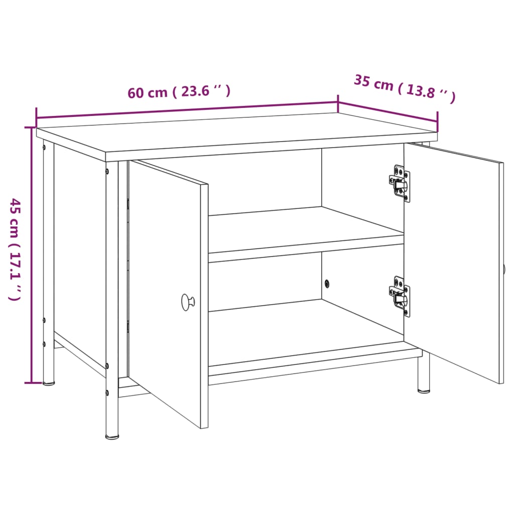 Έπιπλο Τηλεόρασης με Πόρτες Καφέ Δρυς 60x35x45 εκ. Επεξ. Ξύλο 10