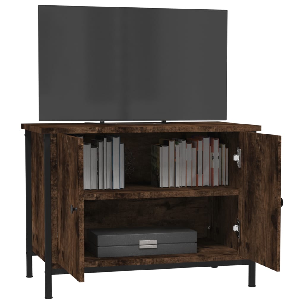Έπιπλο Τηλεόρασης με Πόρτες Καφέ Δρυς 60x35x45 εκ. Επεξ. Ξύλο 4