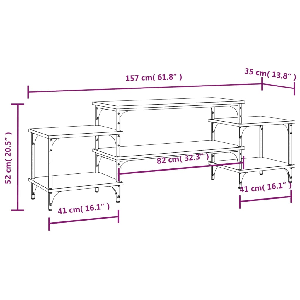 Έπιπλο Τηλεόρασης Γκρι Sonoma 157x35x52 εκ. Επεξεργασμένο Ξύλο 9