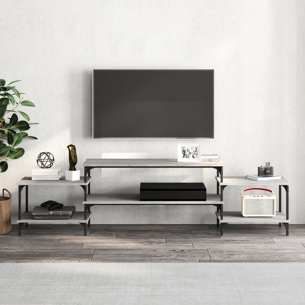 Έπιπλο Τηλεόρασης Γκρι Sonoma 197x35x52 εκ. Επεξεργασμένο Ξύλο 3