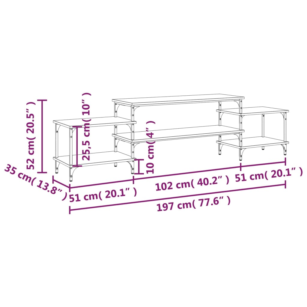 Έπιπλο Τηλεόρασης Καφέ Δρυς 197x35x52 εκ. Επεξεργασμένο Ξύλο 9