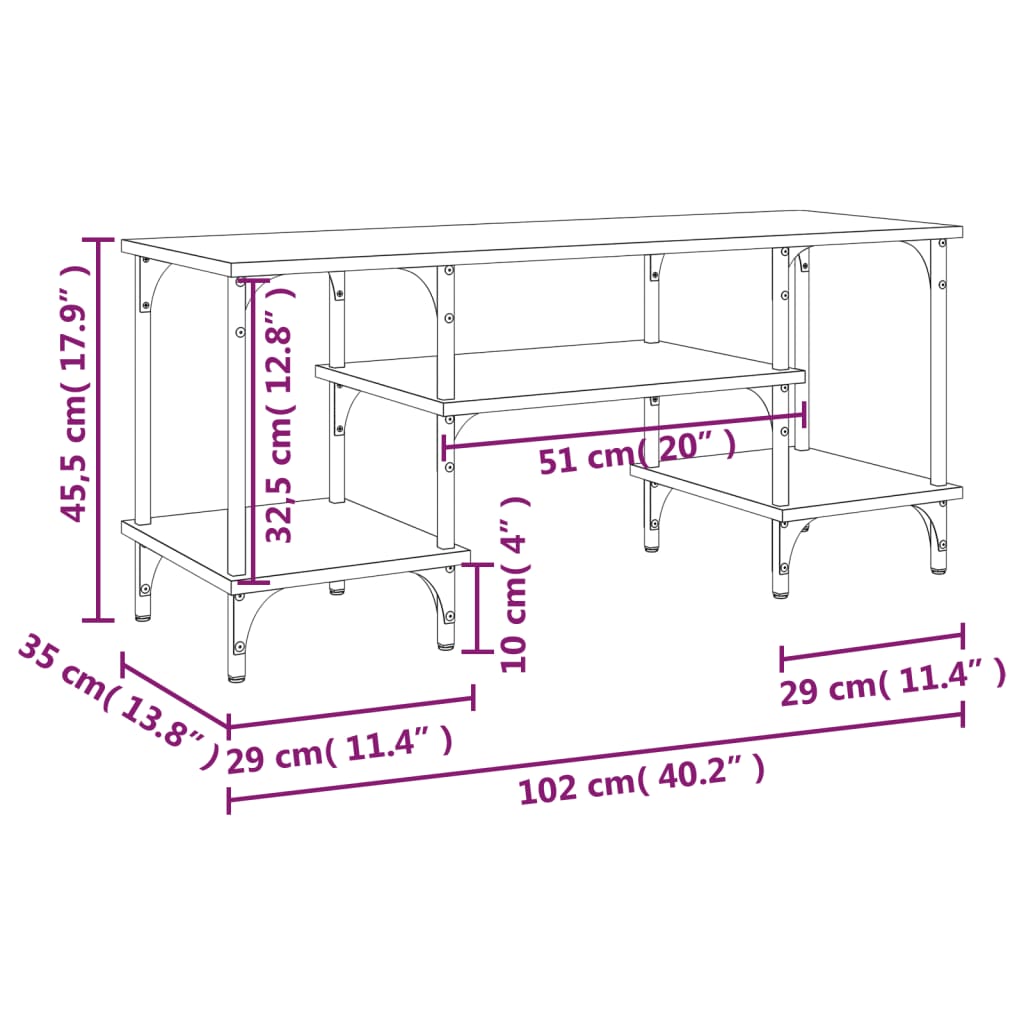 Έπιπλο Τηλεόρασης Καφέ Δρυς 102x35x45,5 εκ. Επεξεργασμένο Ξύλο 9