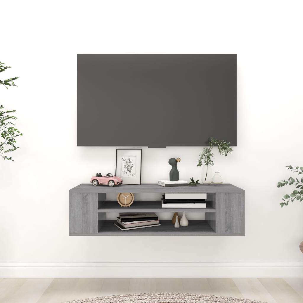 Έπιπλο Τηλεόρασης Κρεμαστό Γκρι Sonoma 100x30x26,5εκ Επεξ. Ξύλο 1