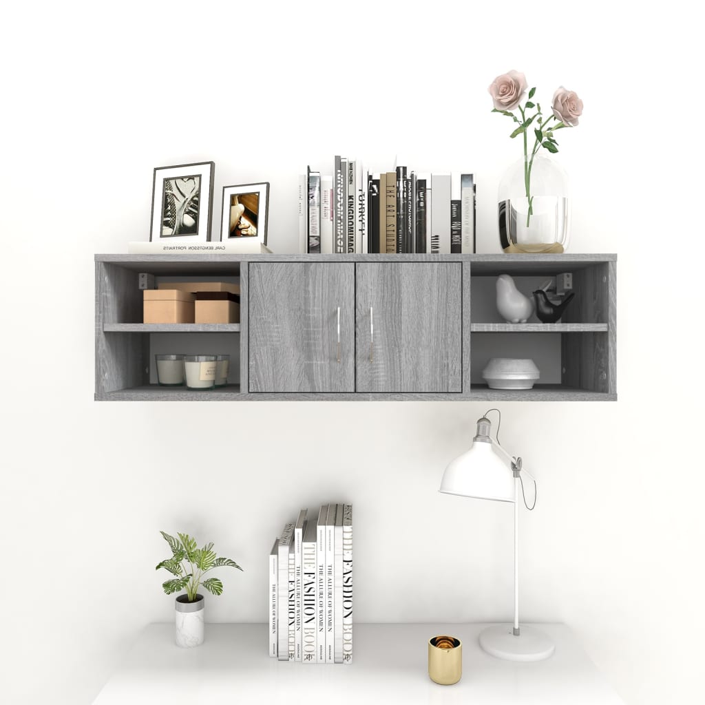 Ραφιέρα Τοίχου Γκρι Sonoma 102x30x29 εκ. Επεξεργασμένο Ξύλο 3