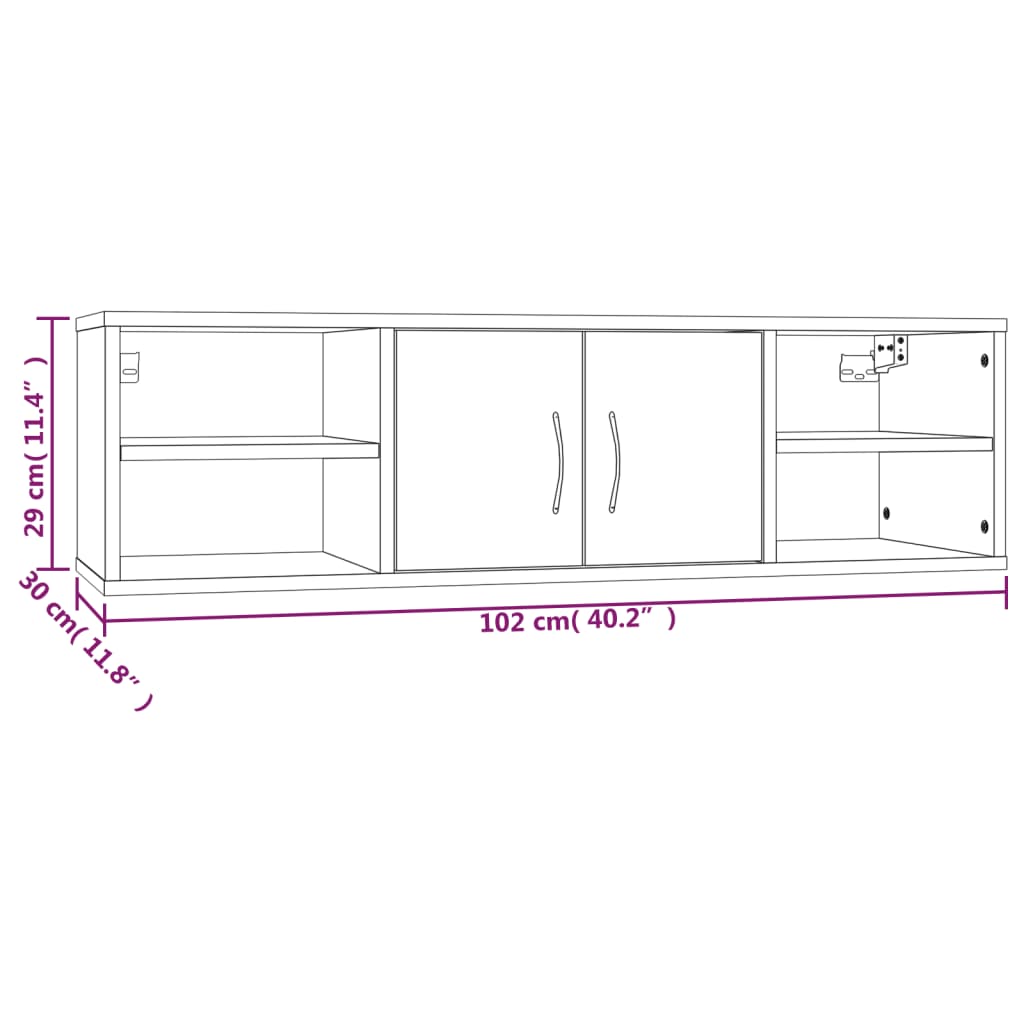 Ραφιέρα Τοίχου Γκρι Sonoma 102x30x29 εκ. Επεξεργασμένο Ξύλο 9