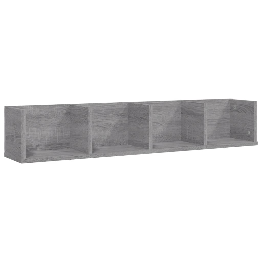 Ραφιέρα Τοίχου για CD Γκρι Sonoma 100x18x18 εκ. Επεξεργ. Ξύλο 2
