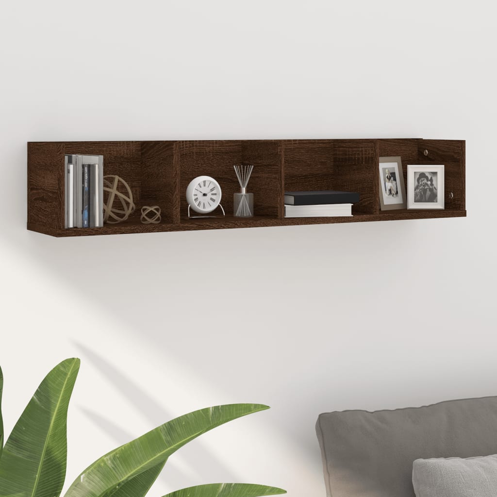 Ραφιέρα Τοίχου για CD Καφέ Δρυς 100x18x18 εκ Επεξεργασμένο Ξύλο 1