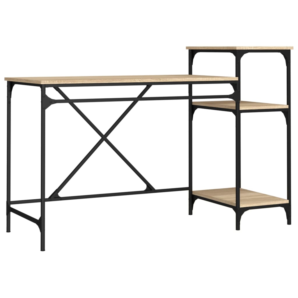 Γραφείο με Ράφια Sonoma Δρυς 135x50x90 εκ. Επεξ. Ξύλο/Σίδηρος 2