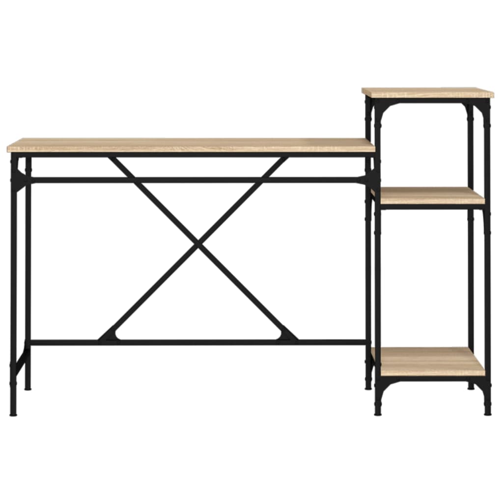 Γραφείο με Ράφια Sonoma Δρυς 135x50x90 εκ. Επεξ. Ξύλο/Σίδηρος 5