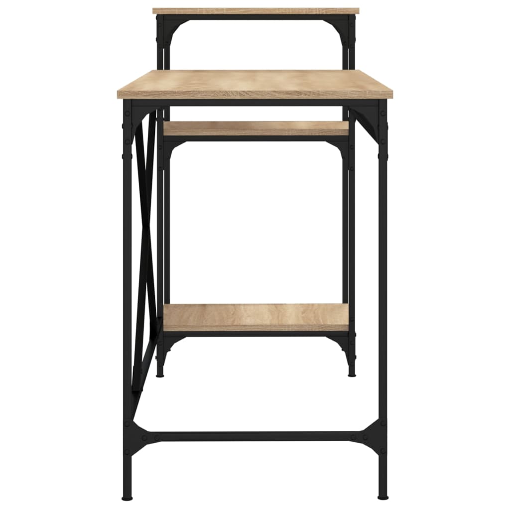 Γραφείο με Ράφια Sonoma Δρυς 135x50x90 εκ. Επεξ. Ξύλο/Σίδηρος 6