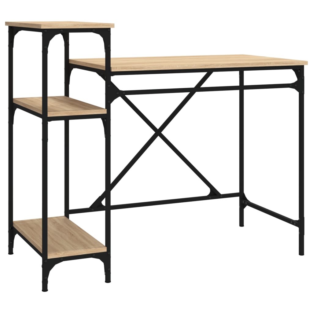 Γραφείο με Ράφια Sonoma Δρυς 105x50x90 εκ. Επεξ. Ξύλο/Σίδηρος 2