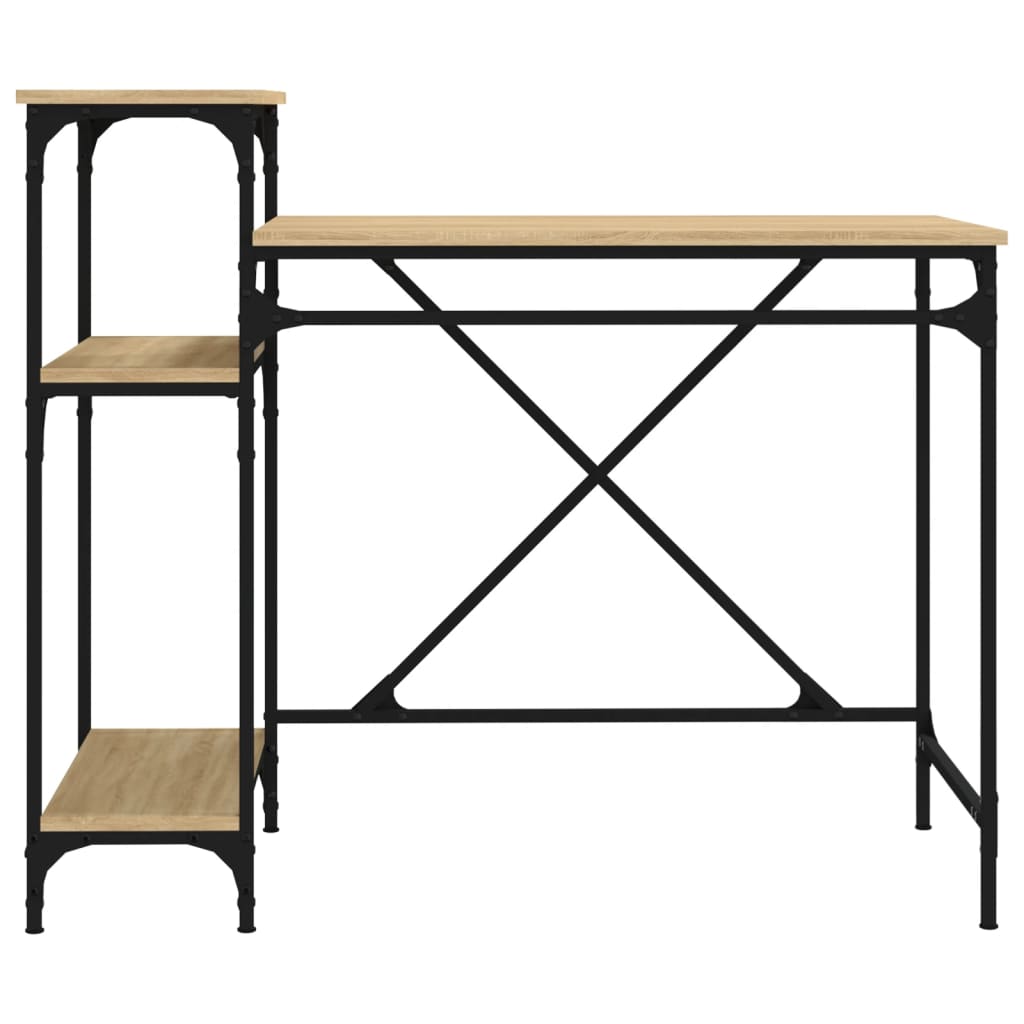 Γραφείο με Ράφια Sonoma Δρυς 105x50x90 εκ. Επεξ. Ξύλο/Σίδηρος 5