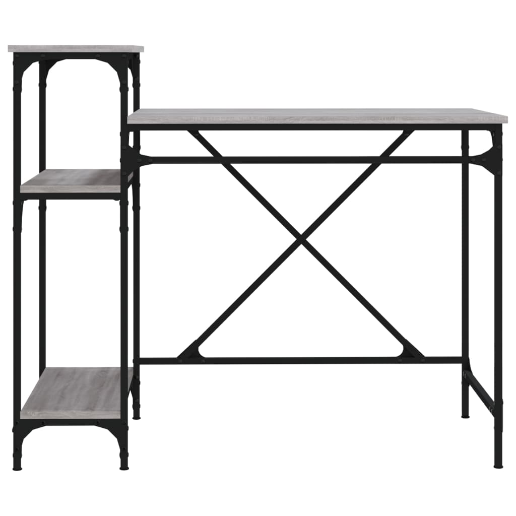 Γραφείο με Ράφια Γκρι Sonoma 105x50x90 εκ. Επεξ. Ξύλο/Σίδηρος 5