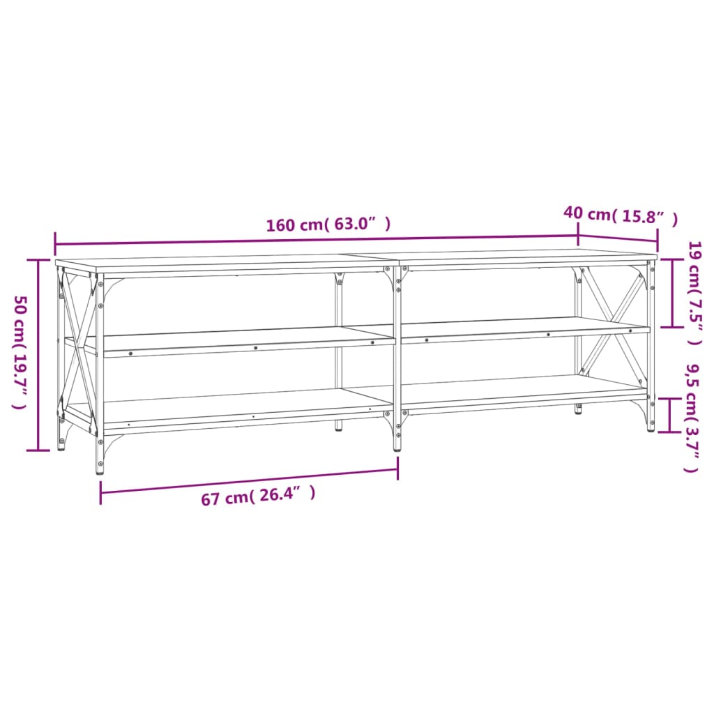 Έπιπλο Τηλεόρασης Καφέ Δρυς 160x40x50 εκ. Επεξεργασμένο Ξύλο 9