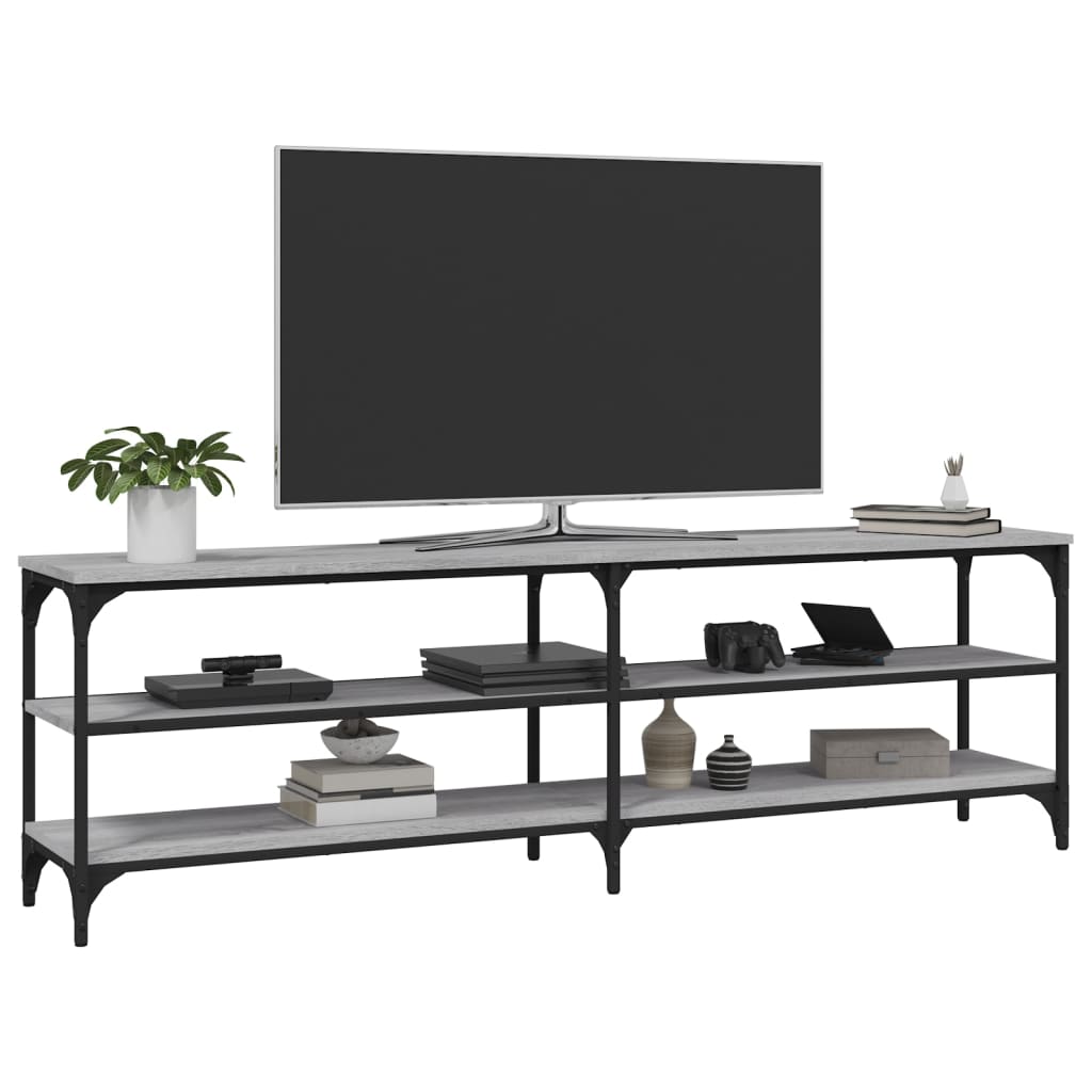 Έπιπλο Τηλεόρασης Γκρι Sonoma 160x30x50 εκ. από Επεξεργ. Ξύλο 4