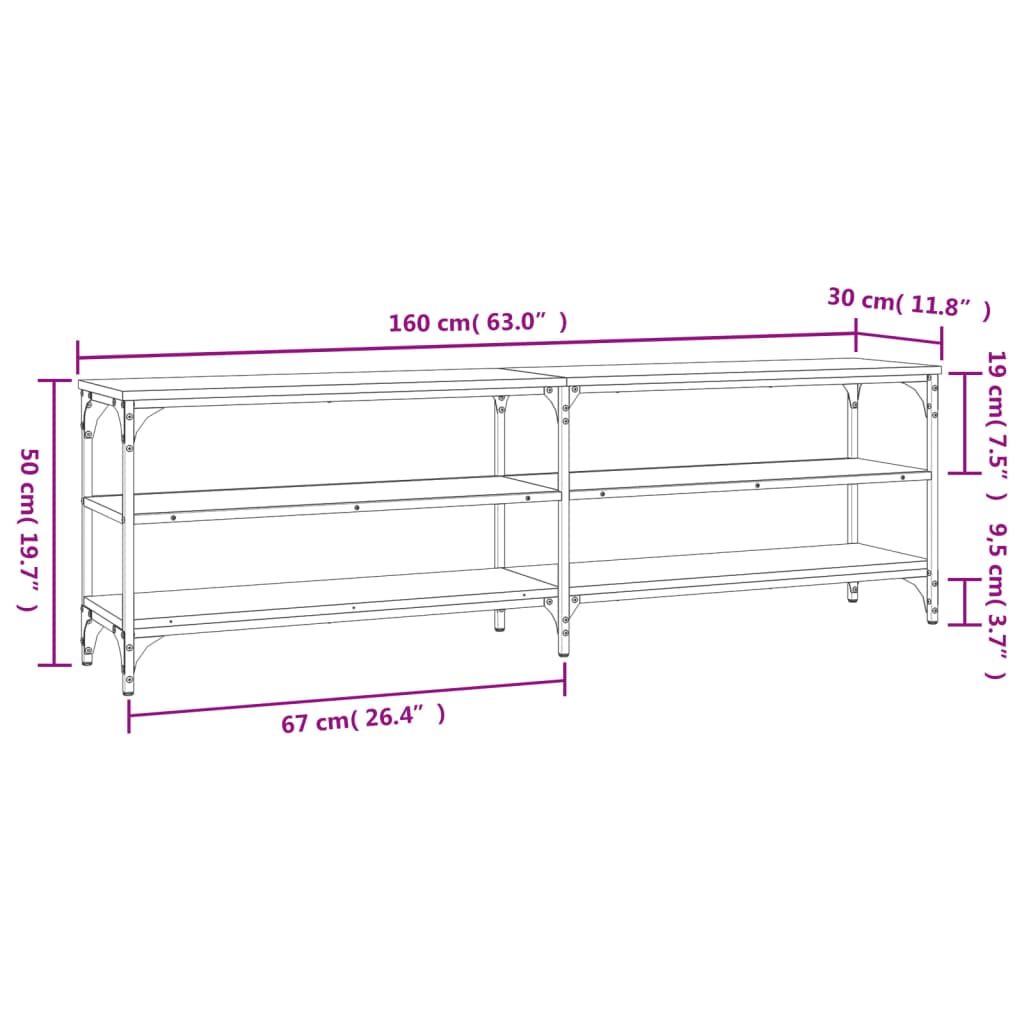 Έπιπλο Τηλεόρασης Γκρι Sonoma 160x30x50 εκ. από Επεξεργ. Ξύλο 9