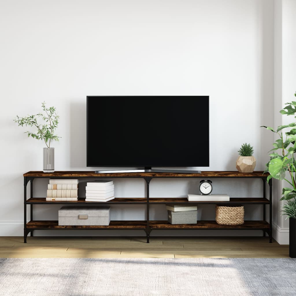Έπιπλο Τηλεόρασης Καπνιστή Δρυς 180x30x50 εκ Επεξ. Ξύλο/Μέταλλο 3