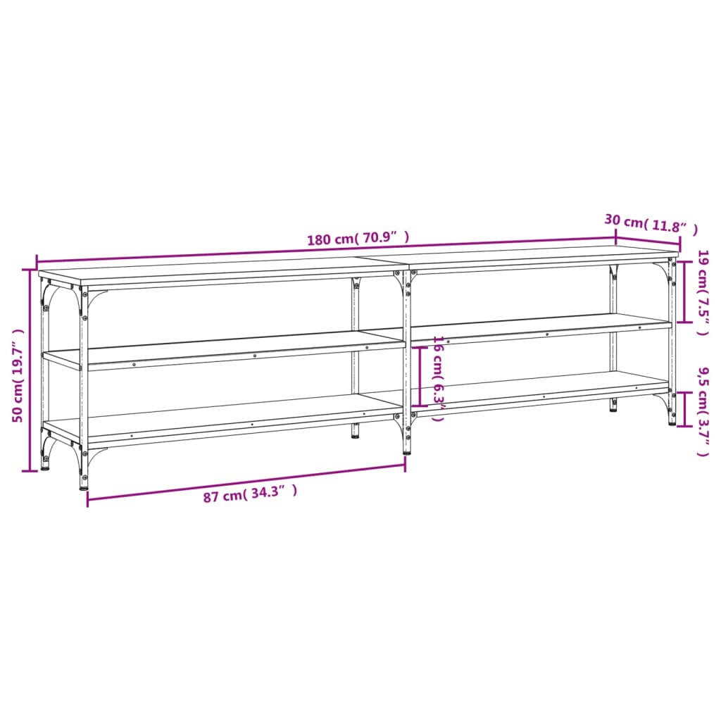 Έπιπλο Τηλεόρασης Καφέ Δρυς 180x30x50 εκ. Επεξεργασμένο Ξύλο 9