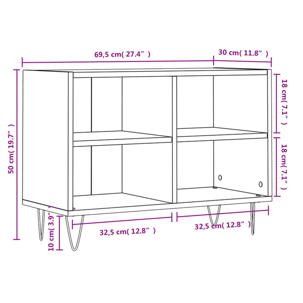Έπιπλο Τηλεόρασης Γκρι Σκυροδέματος 69,5x30x50 εκ. Επεξ. Ξύλο 9