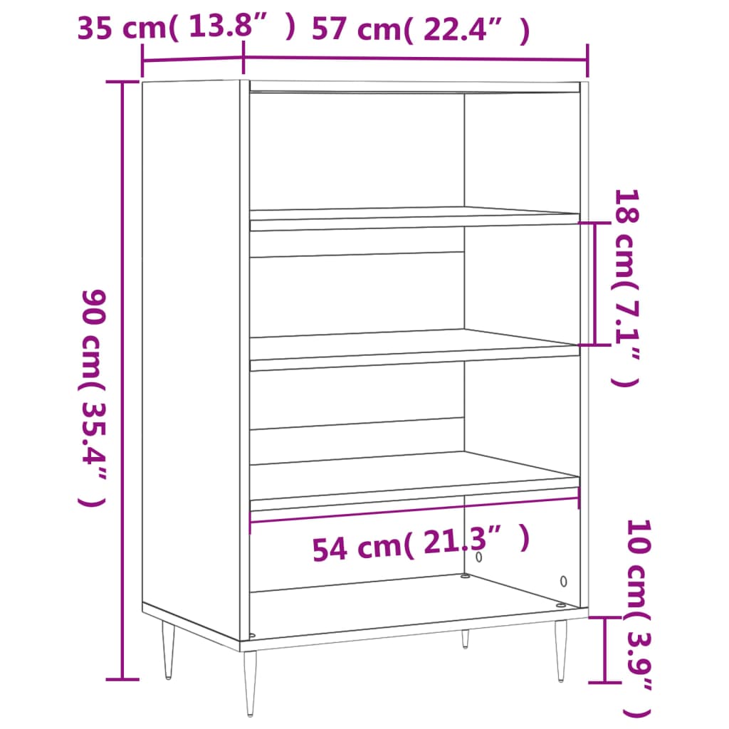 Ραφιέρα Μαύρη 57 x 35 x 90 από Επεξεργασμένο Ξύλο 9