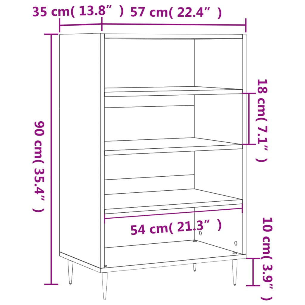 Ραφιέρα Γκρι Σκυροδέματος 57 x 35 x 90 από Επεξεργασμένο Ξύλο 9