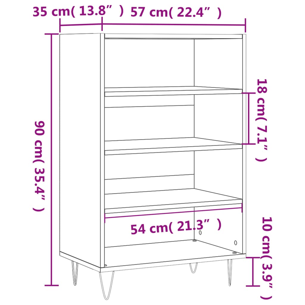 Ραφιέρα Μαύρη 57 x 35 x 90 από Επεξεργασμένο Ξύλο 9